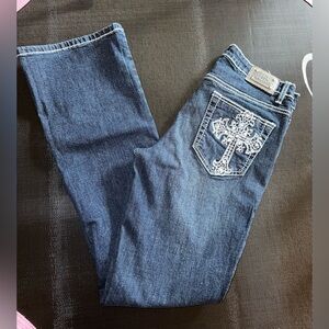 Lux Nation Blue Jeans with Crosses on Pocket